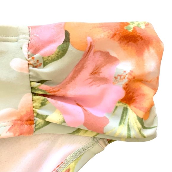 Kona Sol Side Shirred Medium Coverage Hipster Bikini Bottom Green Floral Size XL - Picture 5 of 8